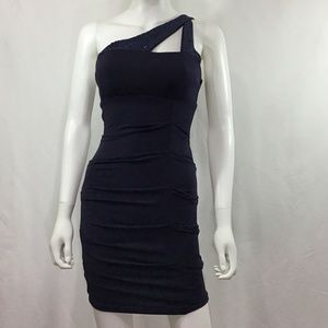 City Studio One Shoulder Dark Blue Dress